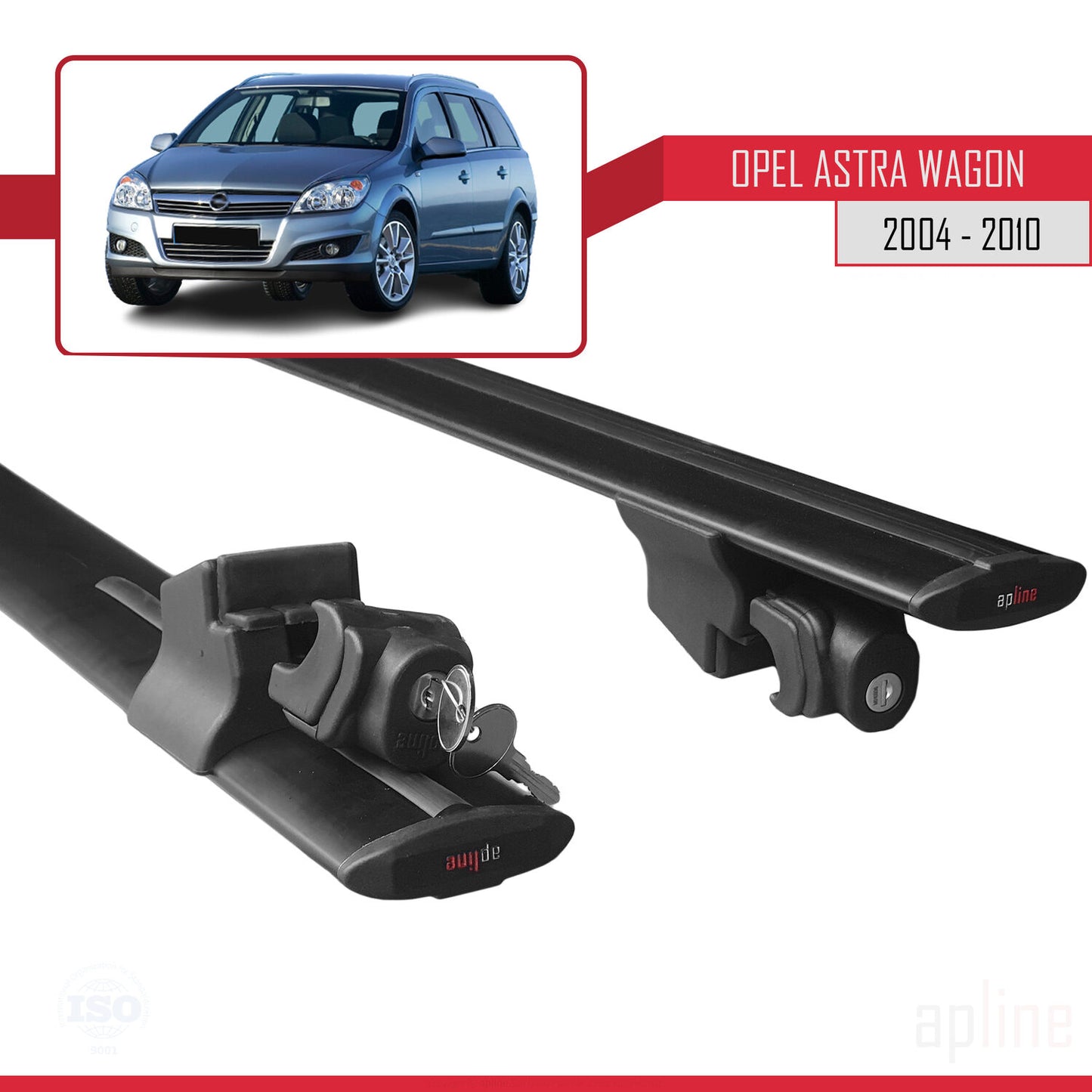 Compatible with Opel Astra H (A04) SW 2004-2010 HOOK Model Car Roof Rack Cross Bar Black Aluminium 2 Bars