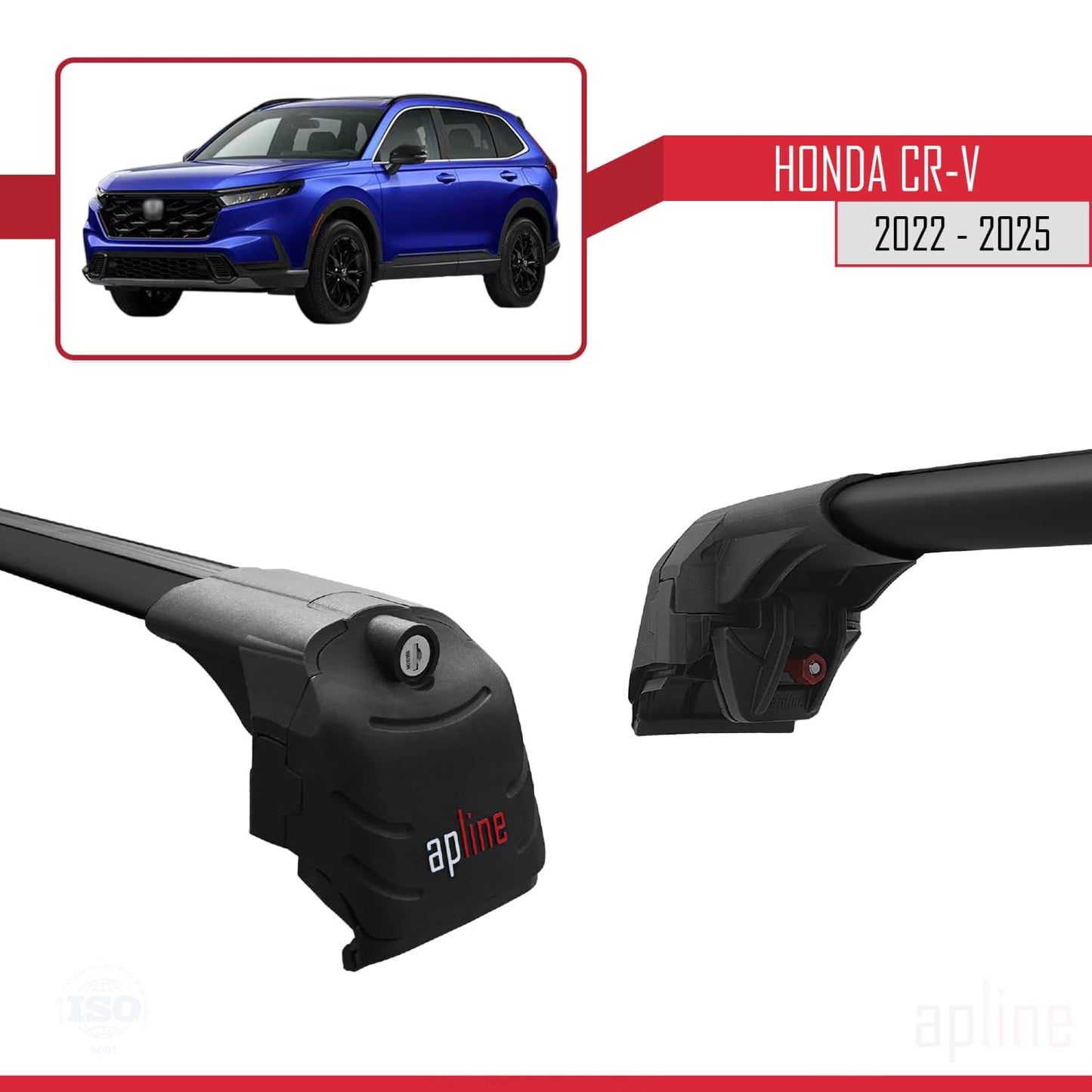 Compatible with Honda CR-V 2022-2025 ACE-2 Car Roof Rack Cross Bar Black Aluminium 2 Bars