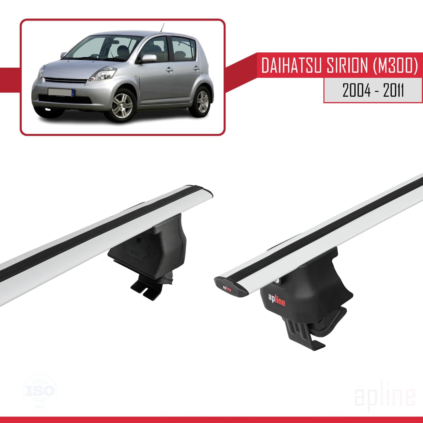 Compatible with Daihatsu Sirion (M300) 2004-2011 ACE-4 Car Roof Rack Cross Bar Grey Aluminium 2 Bars