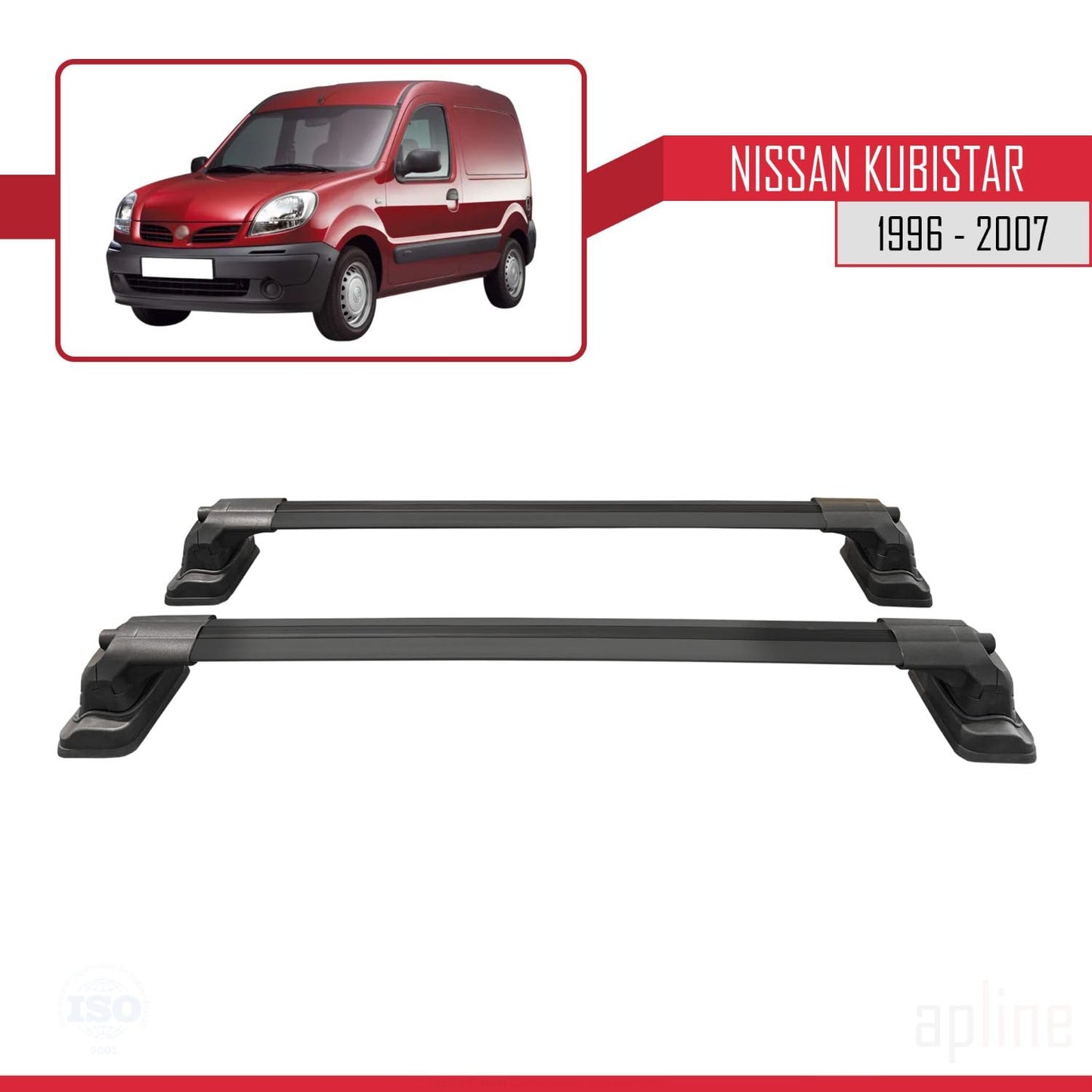 Compatible with Nissan Kubistar 1996-2007 ACE-3 Car Roof Rack Cross Bar Black Aluminium 2 Bars