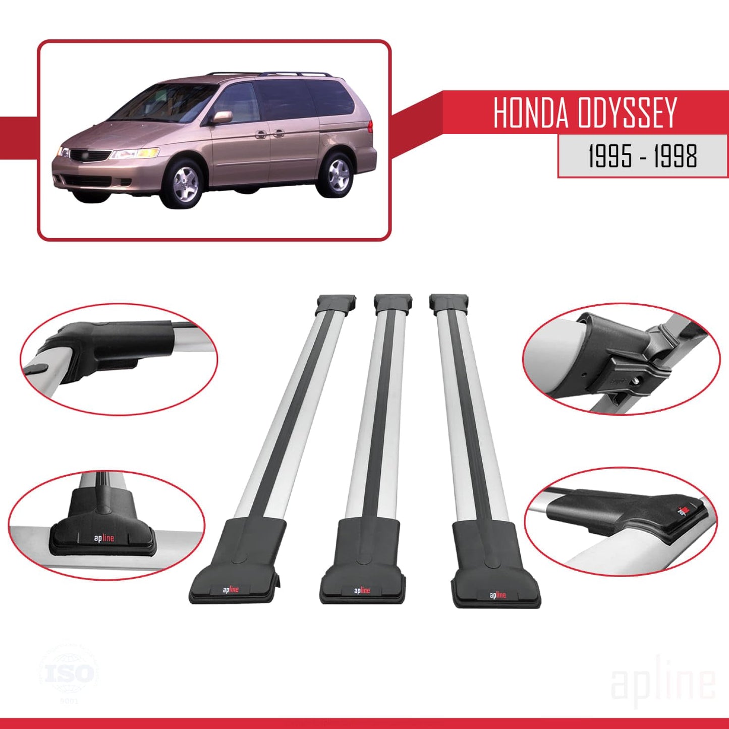 Compatible with Acura TSX Sport Wagon 2011-2014 Fly Model Car Roof Rack Cross Bar Grey Aluminium 3 Bars