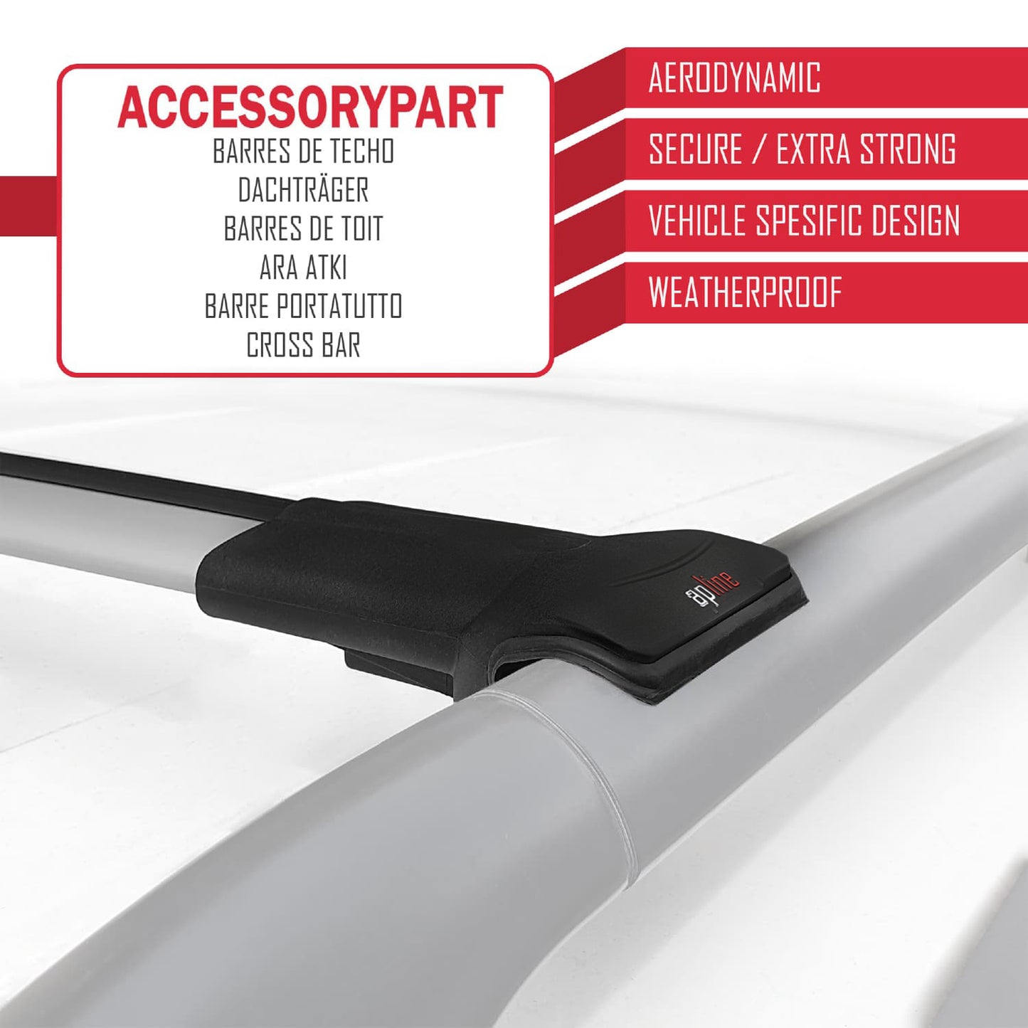 Compatible with Volkswagen Transporter (T5) 2003-2015 FLY Model Roof Rack Gray 2 Aluminium Bars