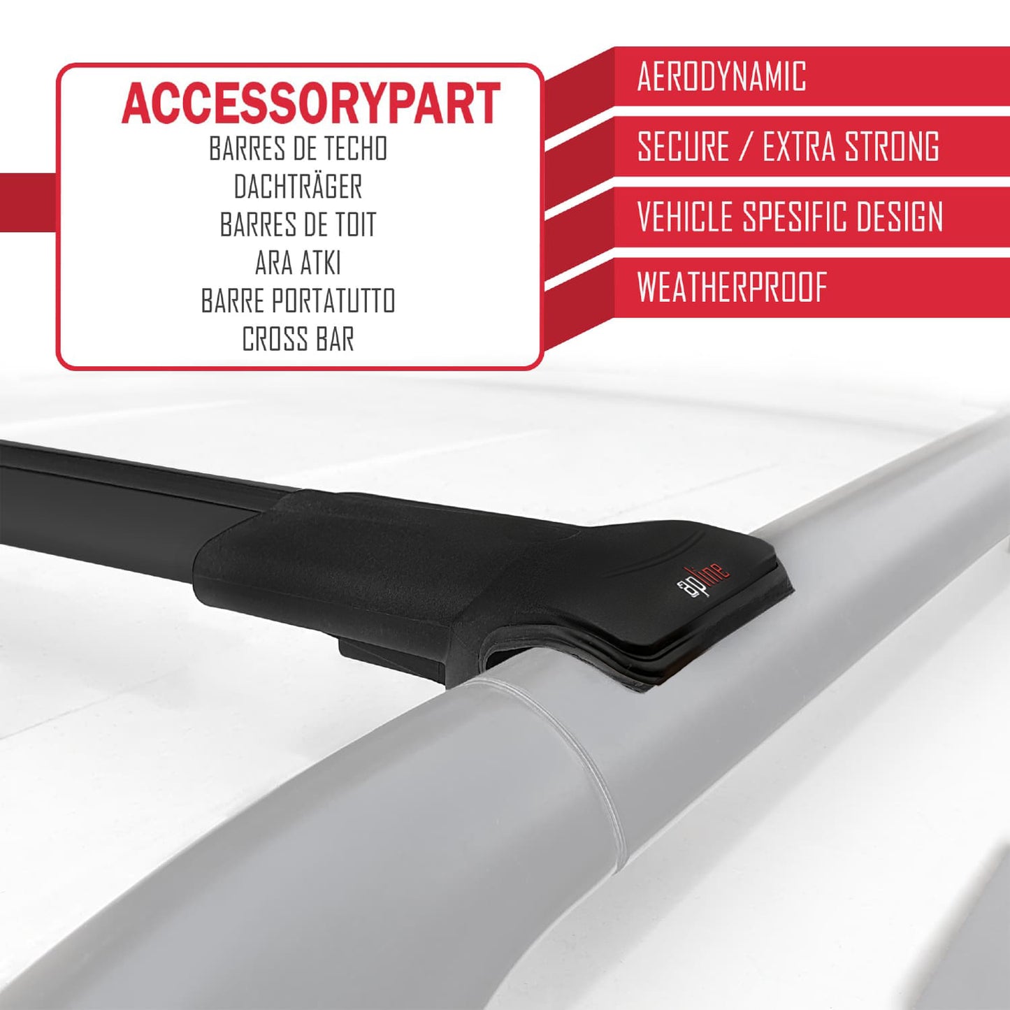 Compatible with Volkswagen Transporter (T5) 2003-2015 FLY Model Roof Rack Black 2 Aluminium Bars