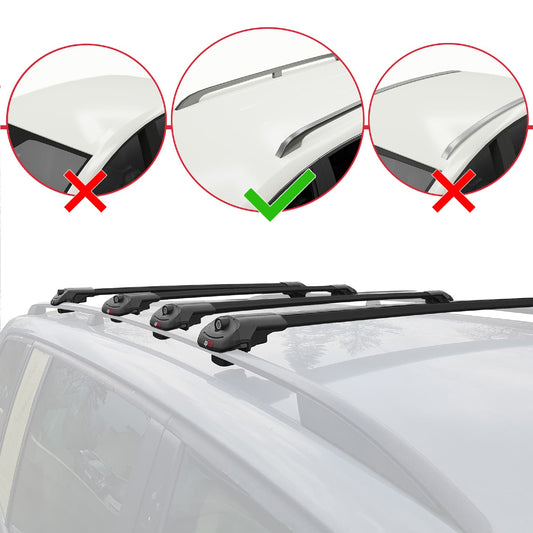 Compatible with Volkswagen Caddy 3 (2K) 2011-2015 ACE-1 Car Roof Rack Cross Bar Black Aluminium 4 Bars