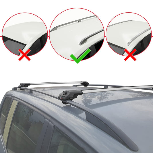 Compatible with GMC Acadia 2007-2017 ACE-1 Car Roof Rack Cross Bar Grey Aluminium 2 Bars