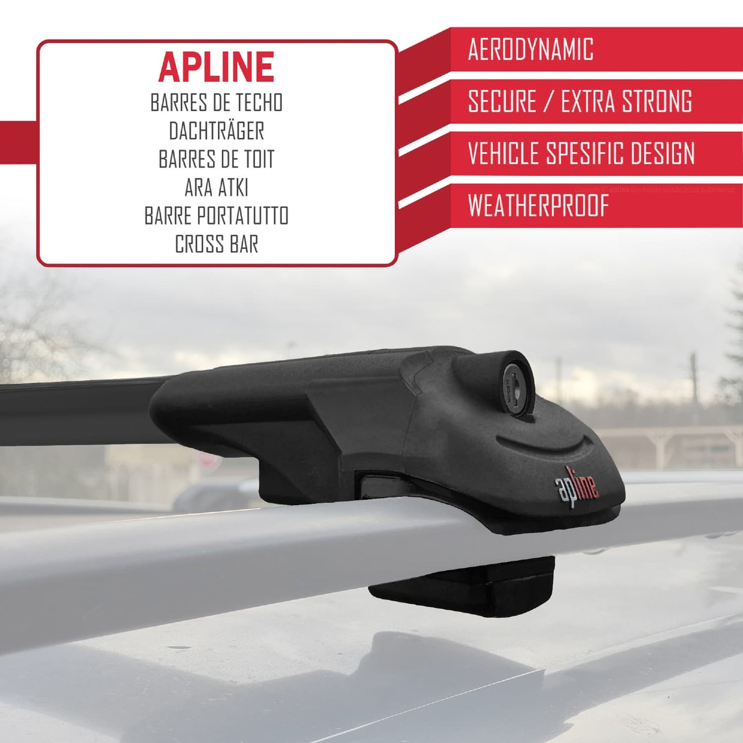 Compatible with Citroen C3 Aircross (A88) 2018-2024 ACE-1 Car Roof Rack Cross Bar Black Aluminium 3 Bars