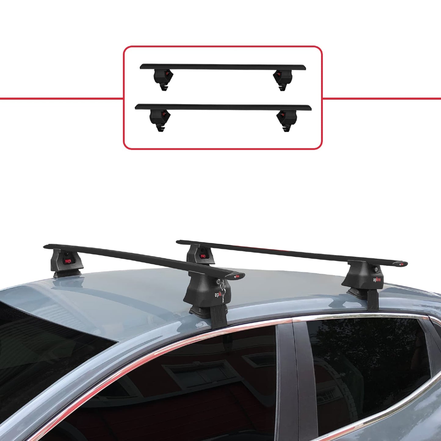 Compatible with Renault Clio 5 2019-2025 ACE-4 Car Roof Rack Cross Bar Black Aluminium 2 Bars