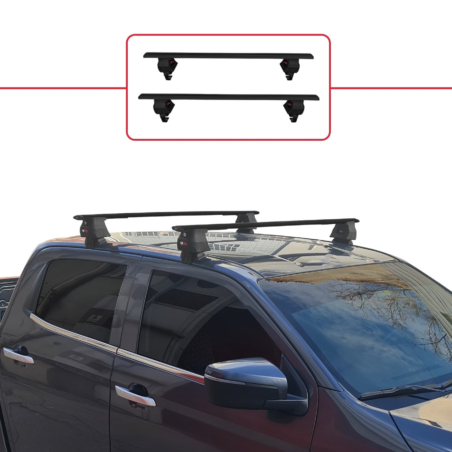 Compatible with Isuzu D-Max 3 (RG01) 2020-2025 ACE-4 Car Roof Rack Cross Bar Black Aluminium 2 Bars