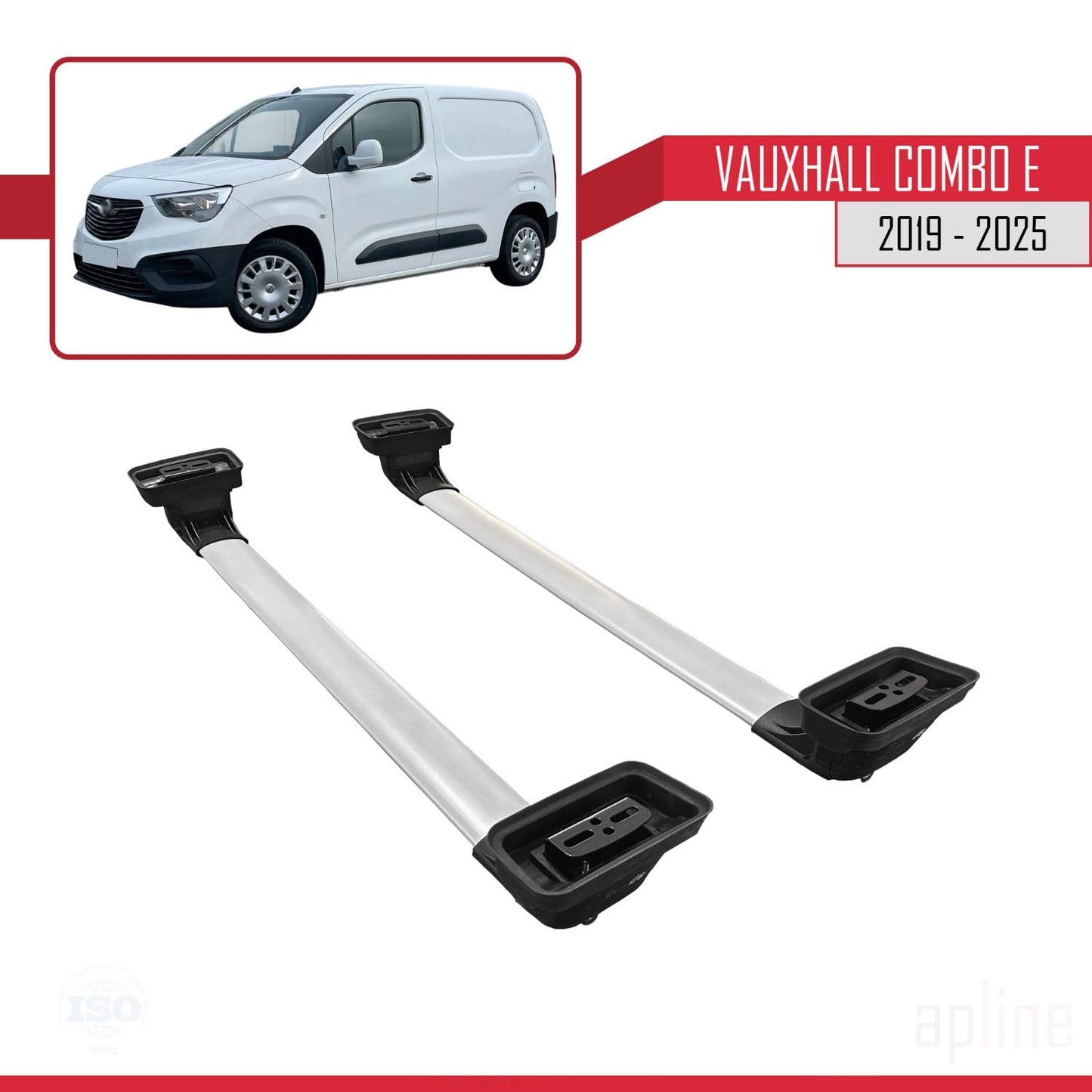 Compatible with Vauxhall Combo E 2019-2025 ACE-3 Car Roof Rack Cross Bar Grey Aluminium 2 Bars