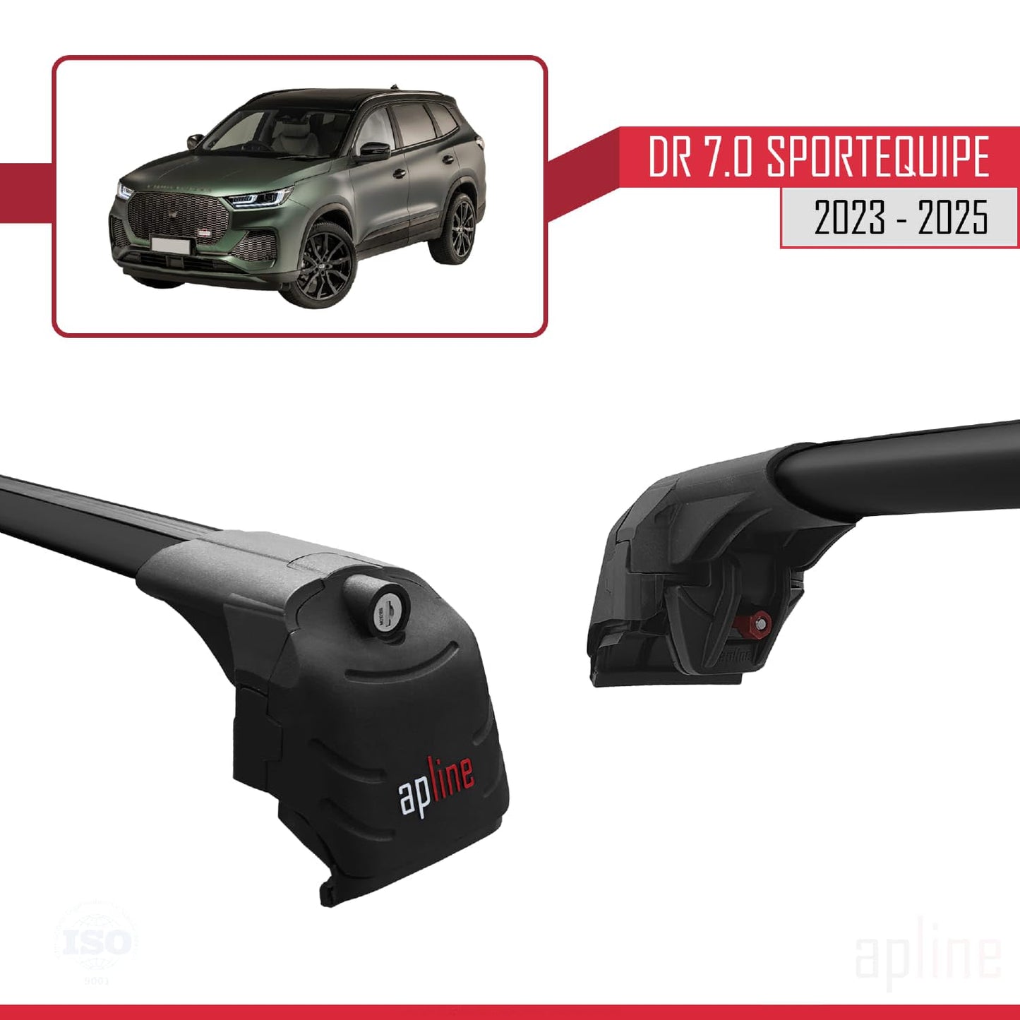 Compatible with DR 7.0 Sportequipe 7 (It) 2023-2025 ACE-2 Car Roof Rack Cross Bar Black Aluminium 2 Bars