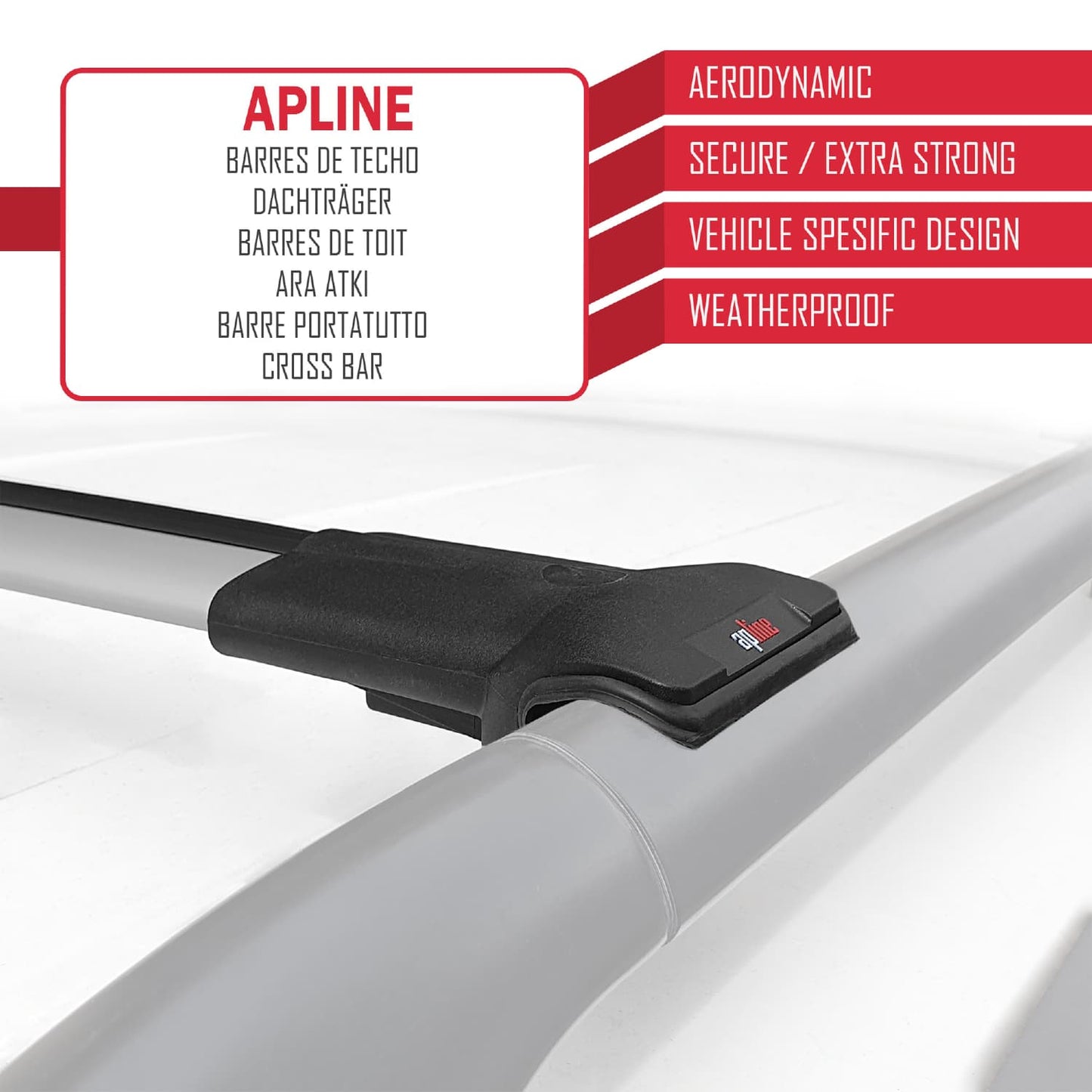 Compatible with Mitsubishi Airtrek 2001-2008 FLY Model Car Roof Rack Cross Bar Grey Aluminium 2 Bars