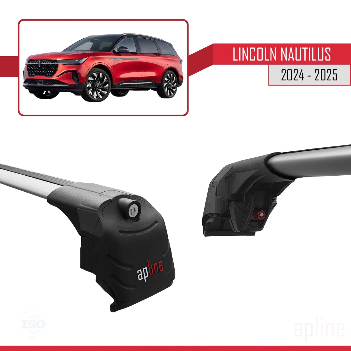 Compatible with Lincoln Nautilus 2024-2025 ACE-2 Car Roof Rack Cross Bar Grey Aluminium 2 Bars