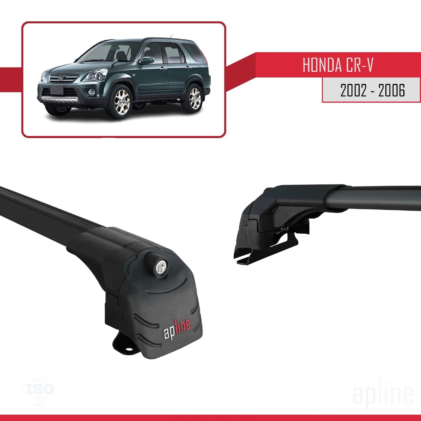 Compatible with Honda CR-V 2 2002-2006 ACE-2 Car Roof Rack Cross Bar Black Aluminium 2 Bars