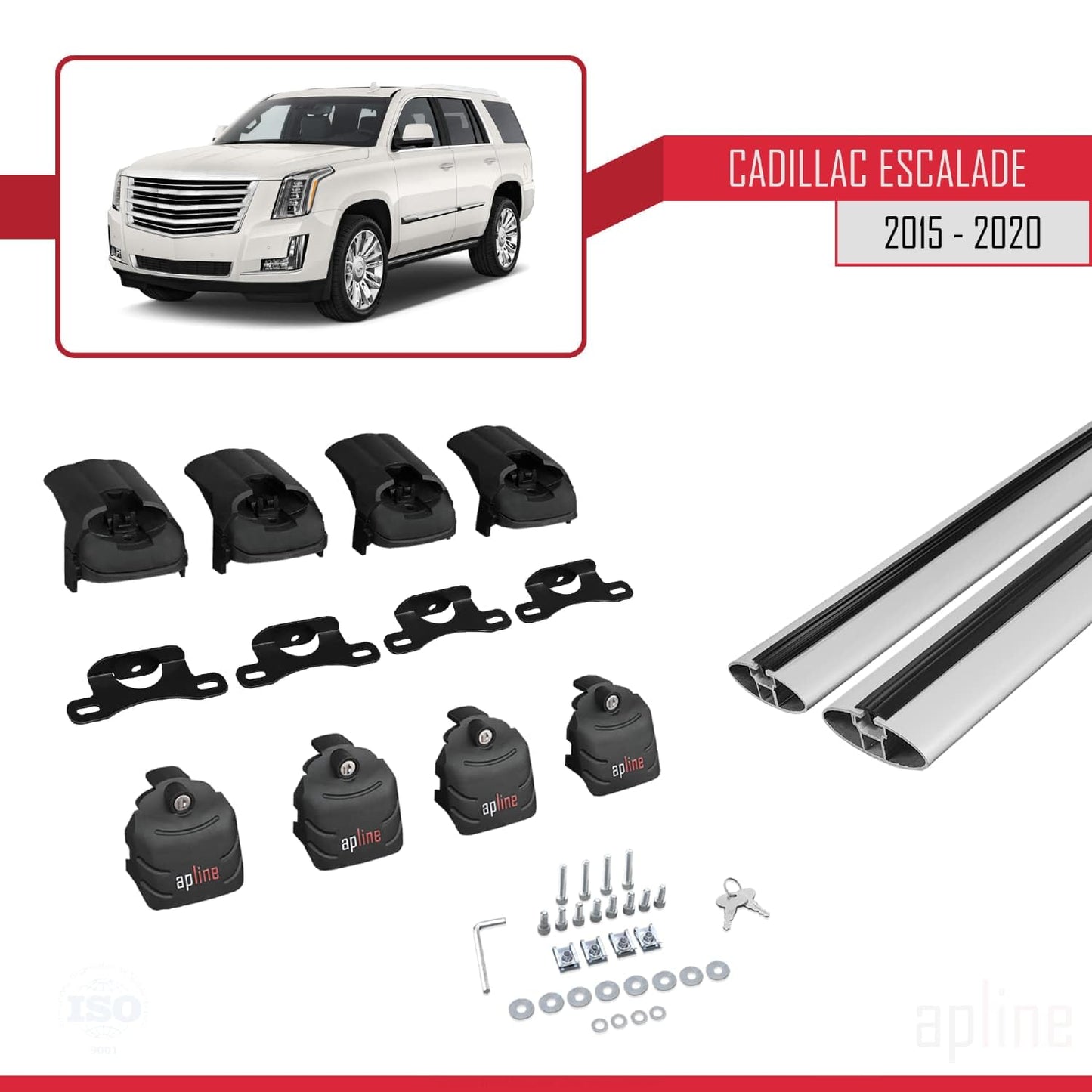 Compatible with Cadillac Escalade 2015-2020 ACE-2 Car Roof Rack Cross Bar Grey Aluminium 2 Bars