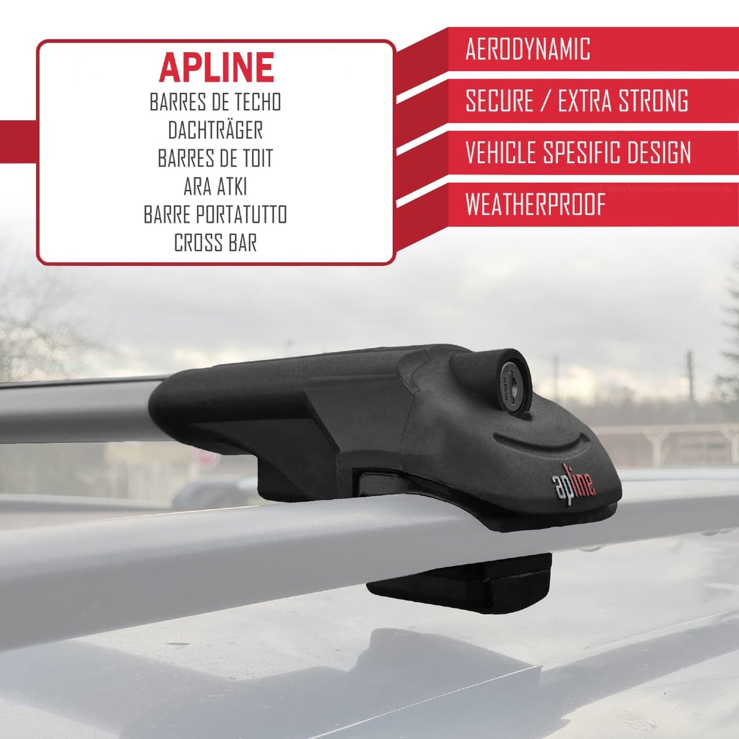 Compatible with Volkswagen Teramont (CA1) 2018-2024 ACE-1 Car Roof Rack Cross Bar Grey Aluminium 3 Bars