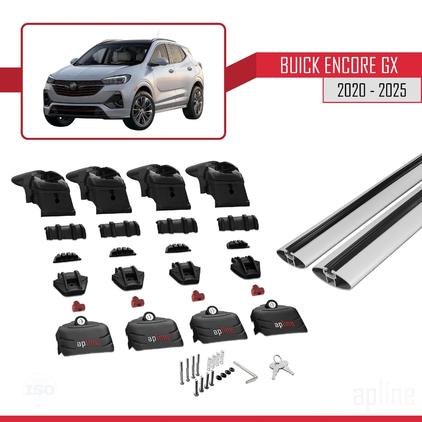 Compatible with Buick Encore GX 2020-2025 ACE-2 Car Roof Rack Cross Bar Grey Aluminium 2 Bars