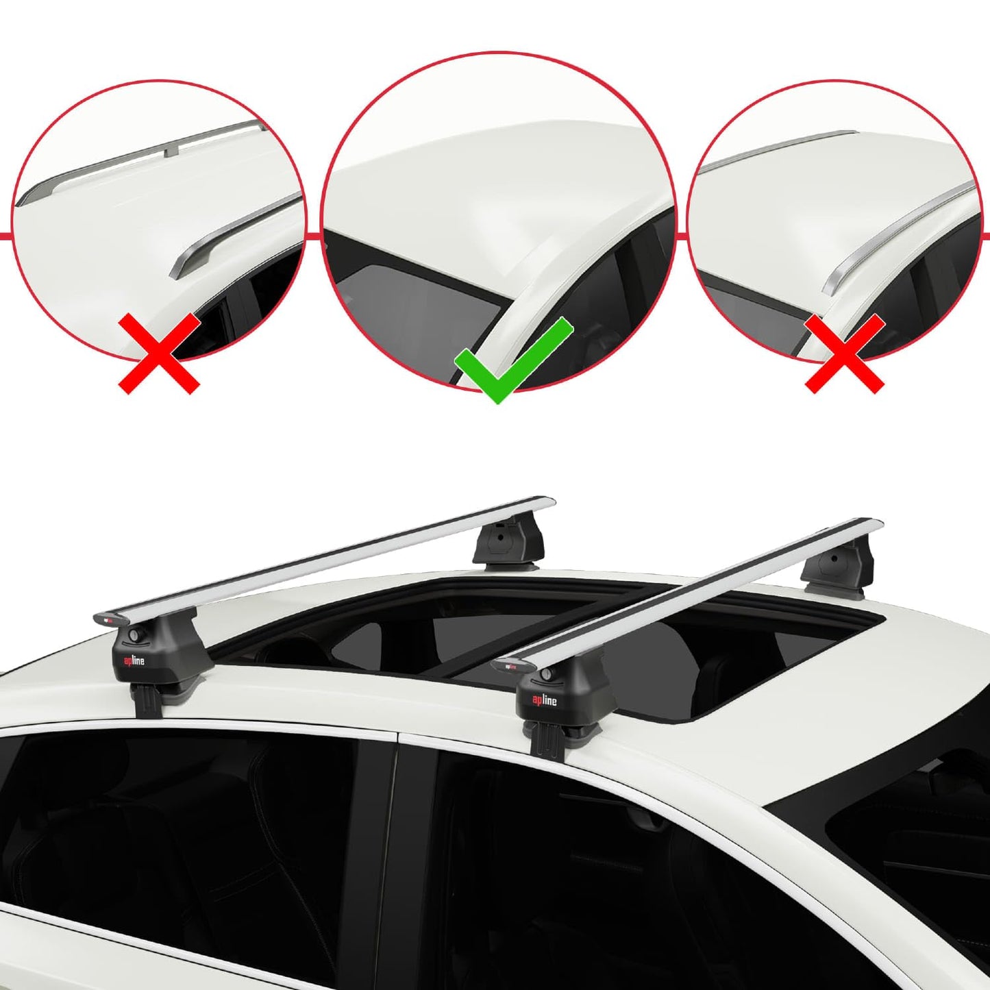 Compatible with Nissan Micra 2 (K11) 1992-2003 ACE-4 Car Roof Rack Cross Bar Grey Aluminium 2 Bars
