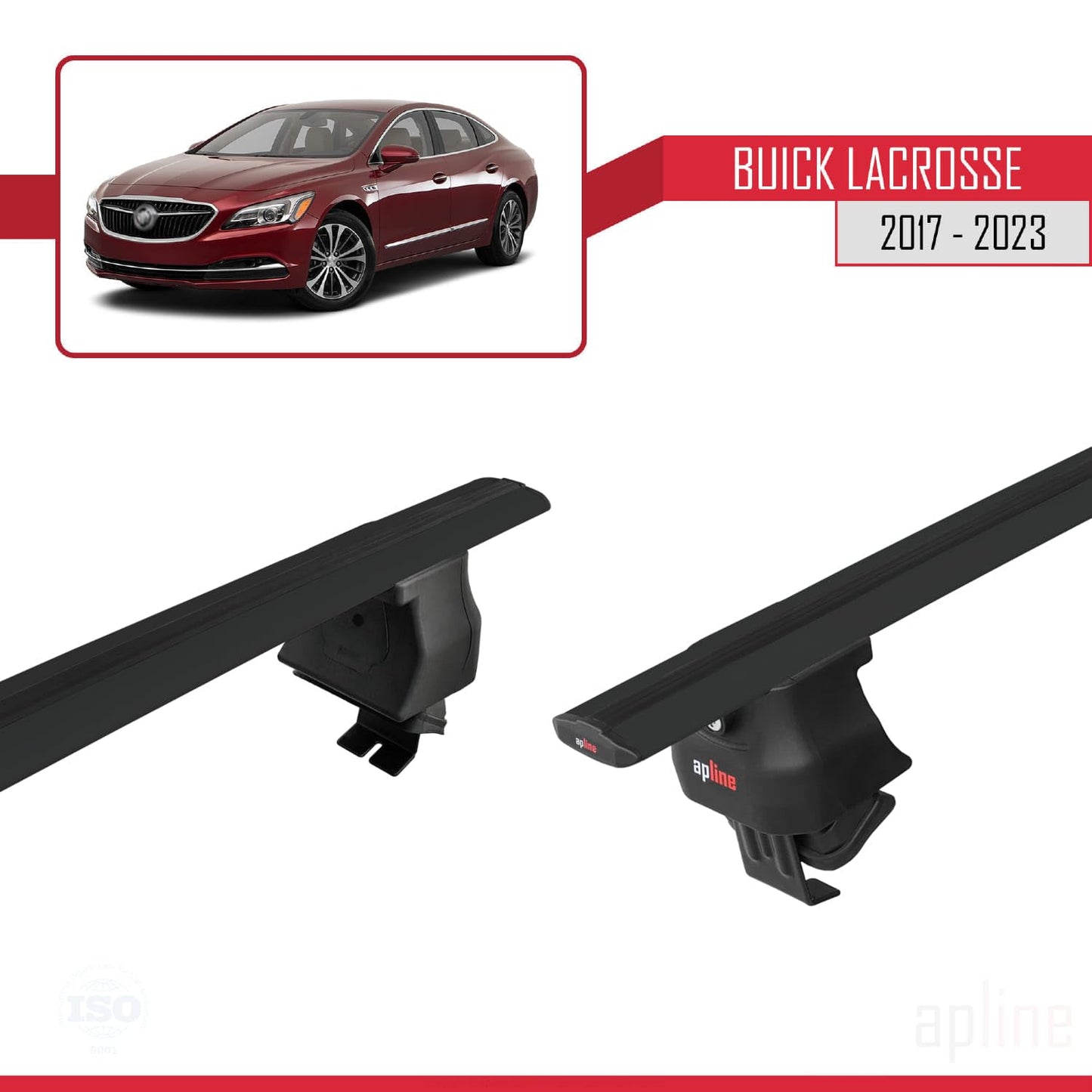 Compatible with Buick Lacrosse 2017-2023 ACE-4 Car Roof Rack Cross Bar Black Aluminium 2 Bars