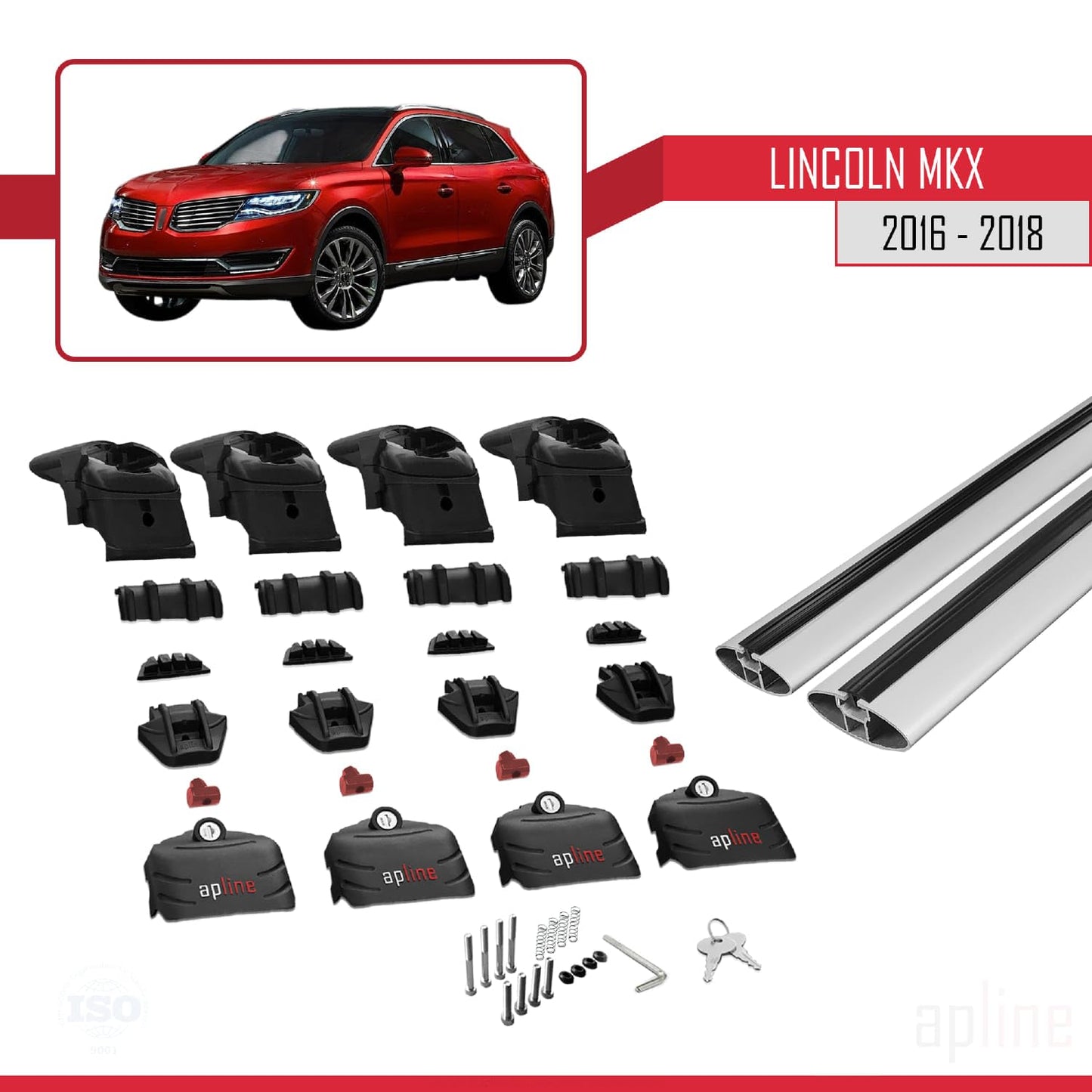 Compatible with Lincoln MKX 2016-2018ACE-2 Car Roof Rack Cross Bar Grey Aluminium 2 Bars
