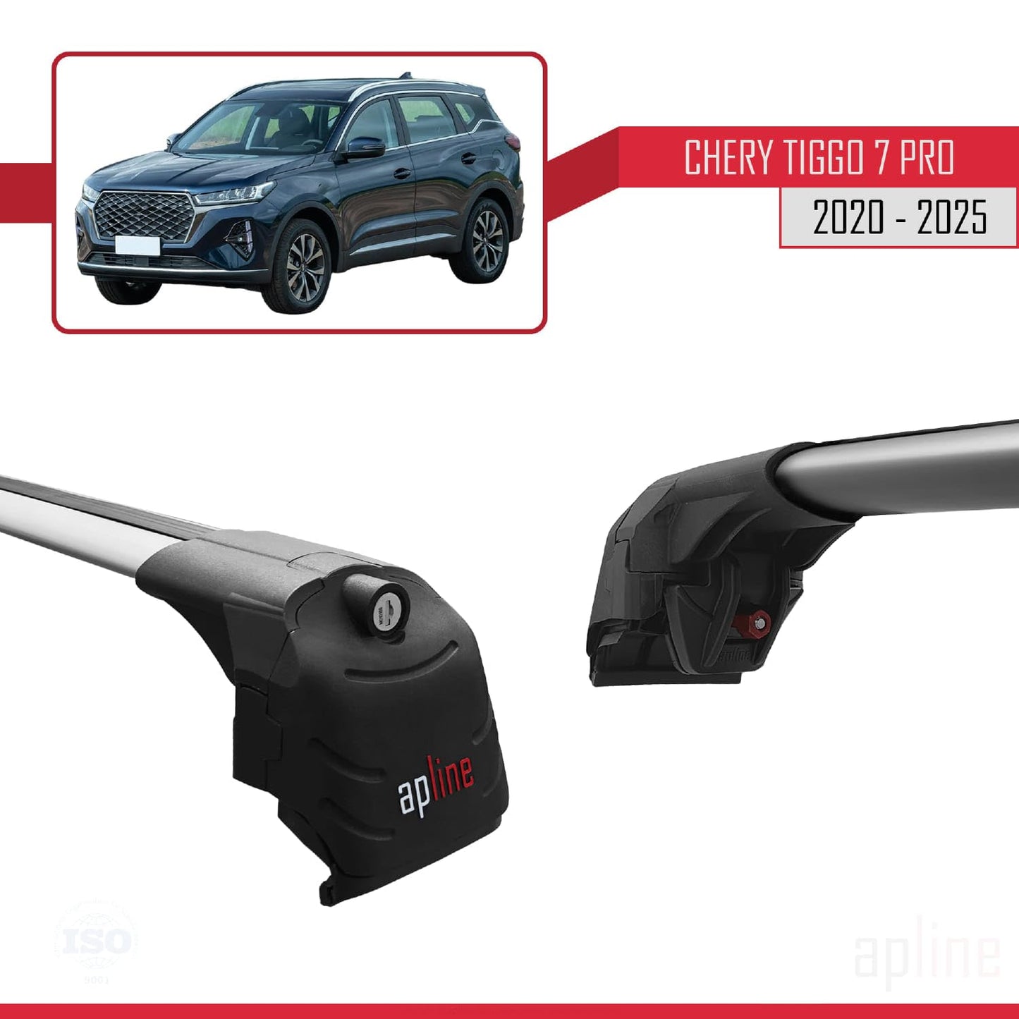 Compatible with Chery Tiggo 7 (T15) Pro 2020-2025 ACE-2 Car Roof Rack Cross Bar Grey Aluminium 2 Bars