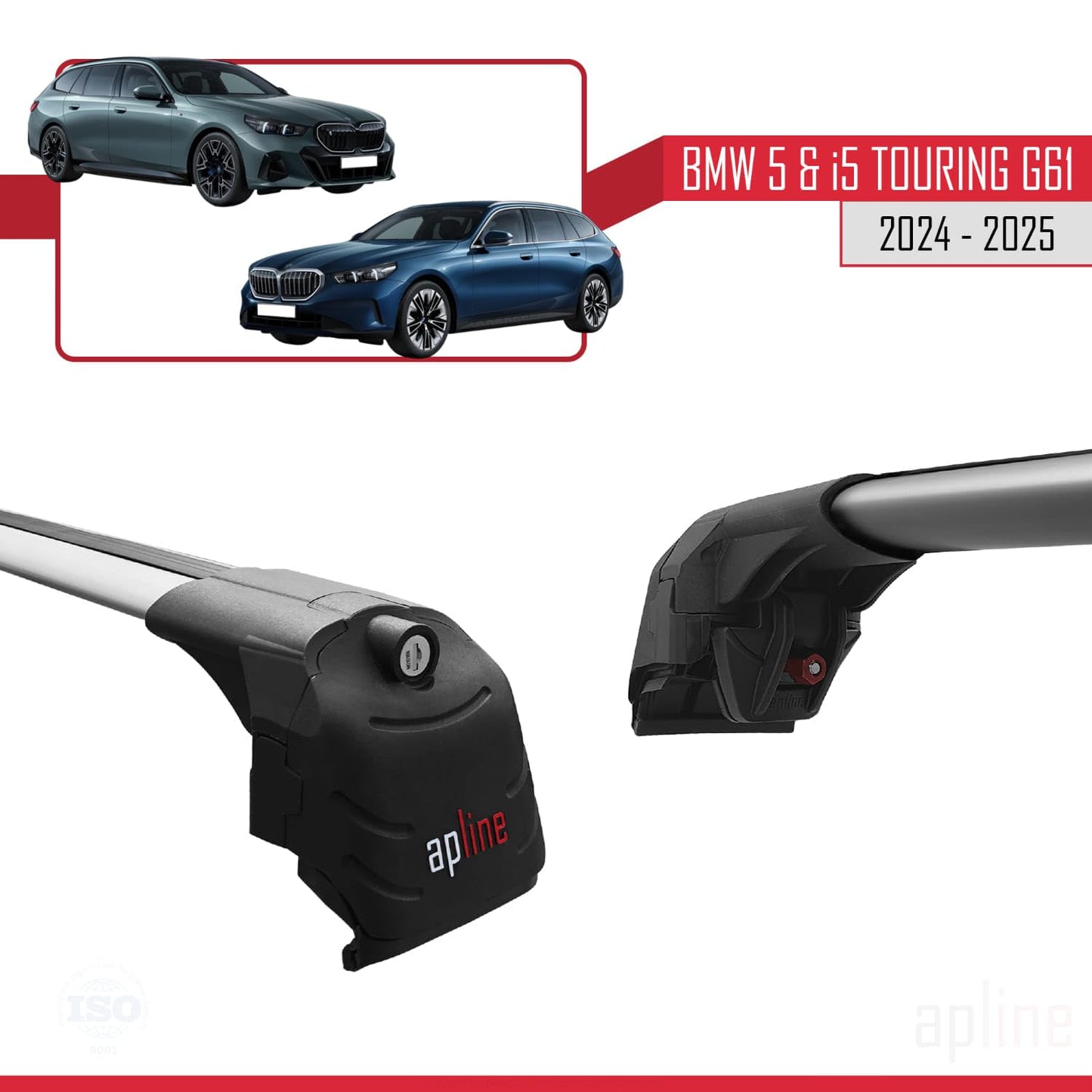 Compatible with BMW 5 Series / i5 G61 Touring 2024-2025 ACE-2 Car Roof Rack Cross Bar Grey Aluminium 2 Bars