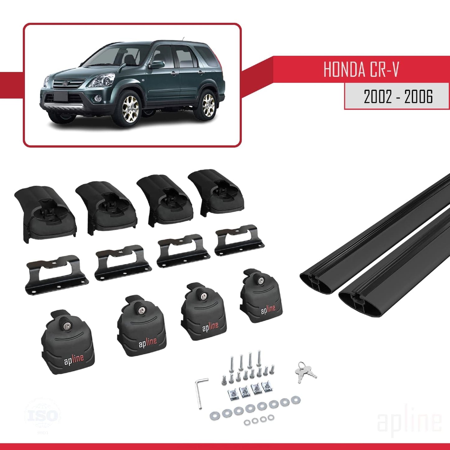 Compatible with Honda CR-V 2 2002-2006 ACE-2 Car Roof Rack Cross Bar Black Aluminium 2 Bars
