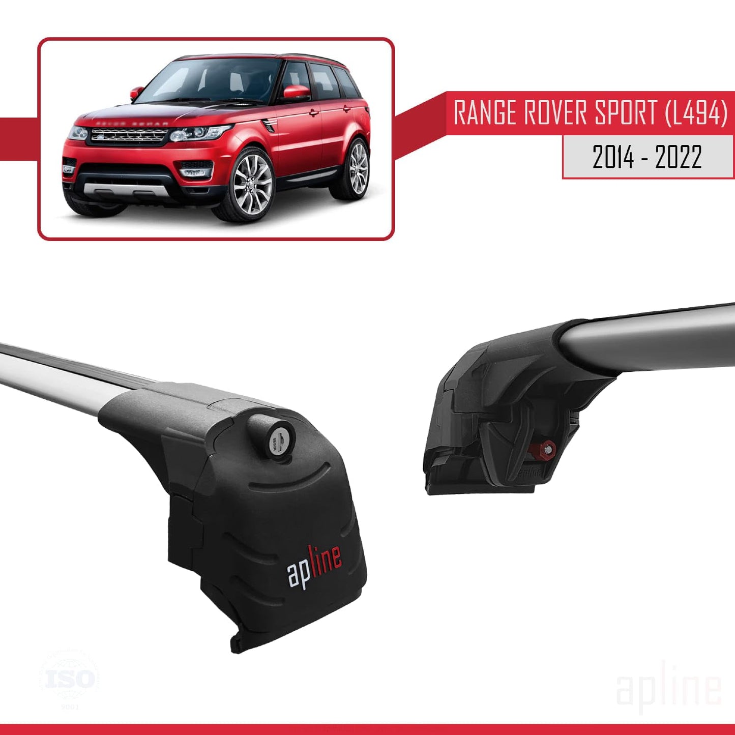 Compatible with Land Rover Range Rover Sport 2 (L494) 2014-2022 ACE-2 Car Roof Rack Cross Bar Grey Aluminium 2 Bars