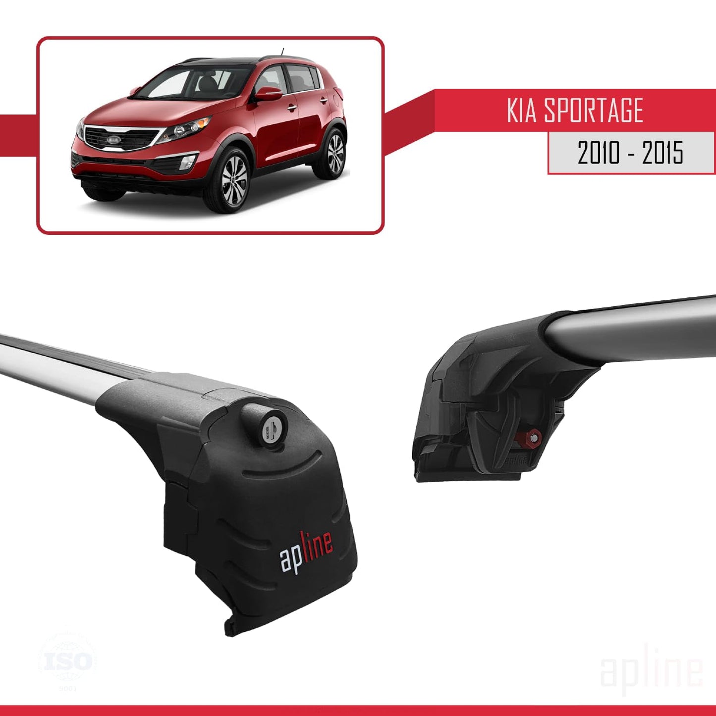 Compatible with Kia Sportage 3 (SL) 2010-2015 ACE-2 Car Roof Rack Cross Bar Grey Aluminium 2 Bars