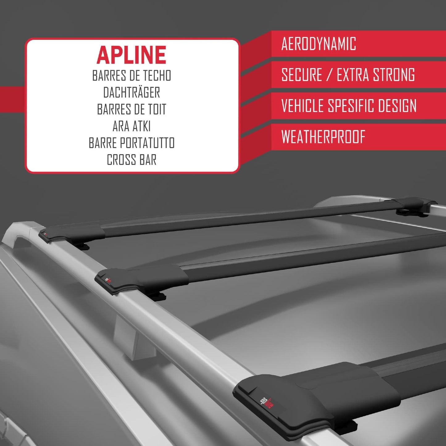 Compatible with Volvo V50 2004-2012 Fly Model Car Roof Rack Cross Bar Black Aluminium 3 Bars