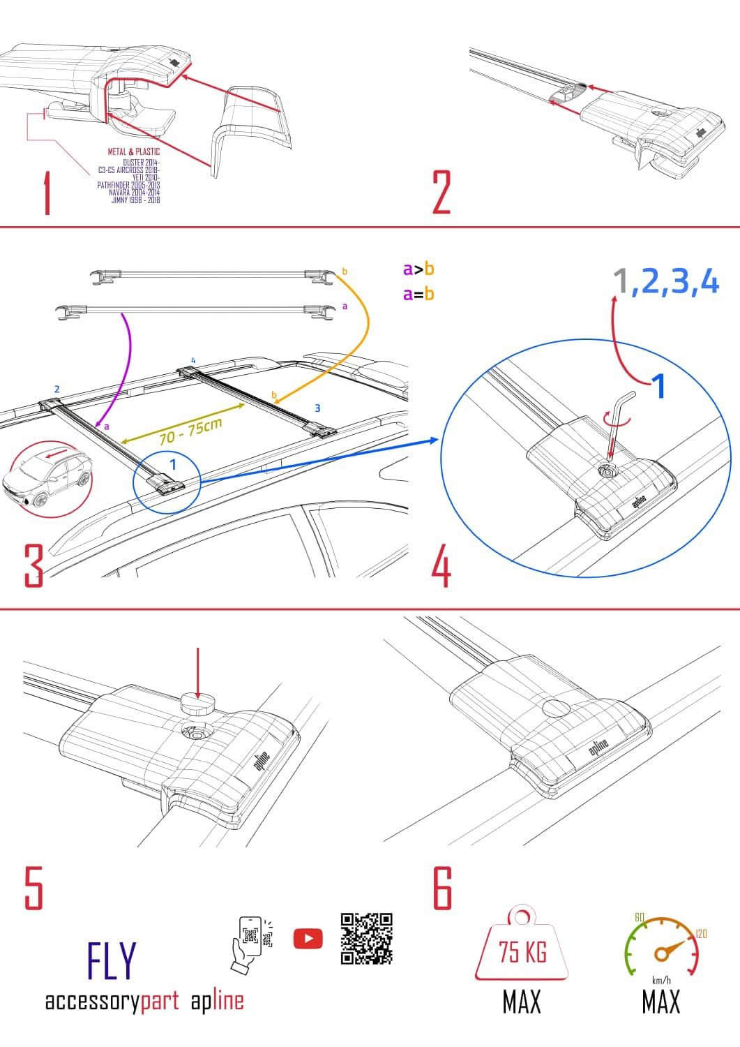 Compatible with Audi A6 Avant 2001-2005 Fly Model Car Roof Rack Cross Bar Grey Aluminium 2 Bars