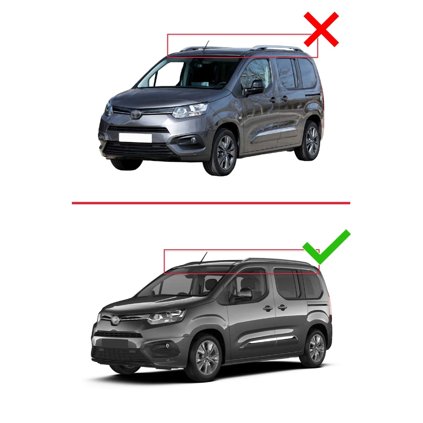 Compatible with Toyota Proace City Verso 2023-2025 HOOK Model Car Roof Rack Cross Bar Grey Aluminium 2 Bars
