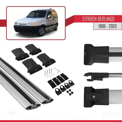 Compatible with Citroen Berlingo (M49) 1996-2003 Fly Model Car Roof Rack Cross Bar Grey Aluminium 2 Bars