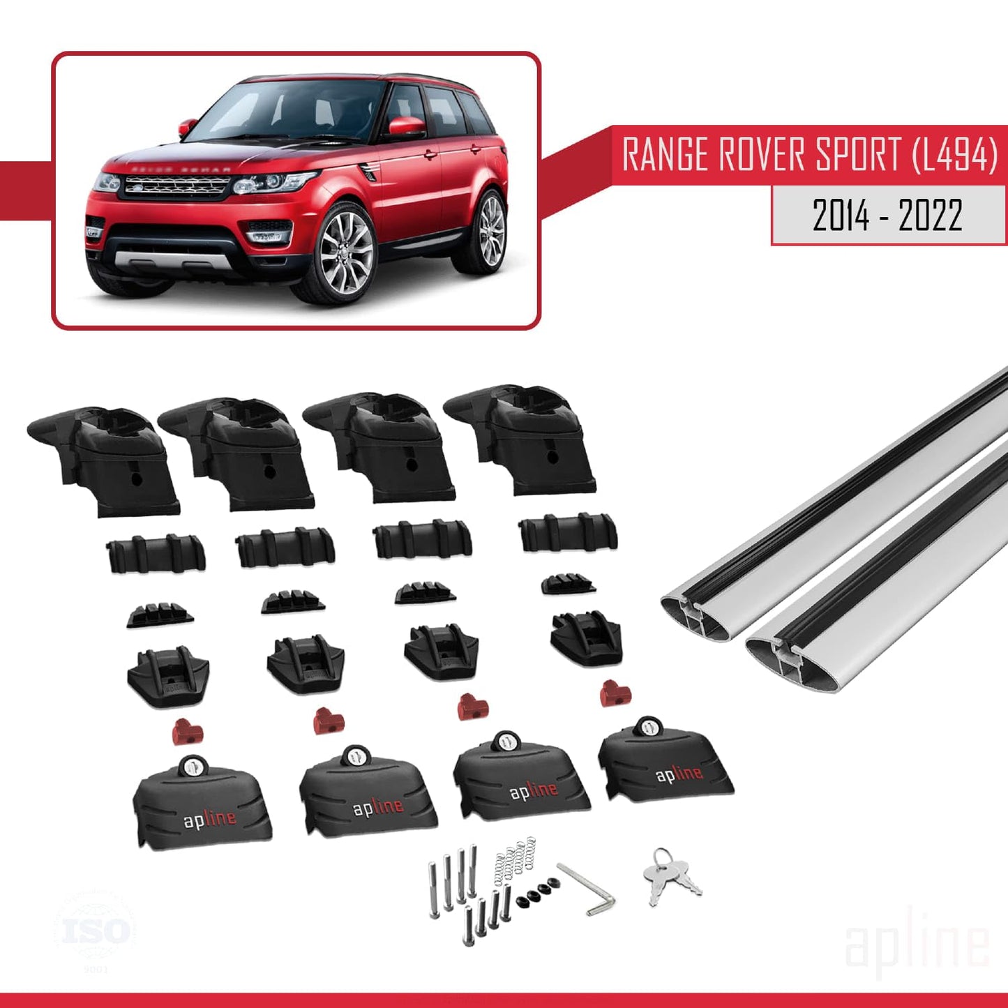 Compatible with Land Rover Range Rover Sport 2 (L494) 2014-2022 ACE-2 Car Roof Rack Cross Bar Grey Aluminium 2 Bars