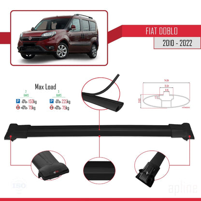 Compatible with Fiat Doblo 2 2010-2022 Fly Model Car Roof Rack Cross Bar Black Aluminium 2 Bars