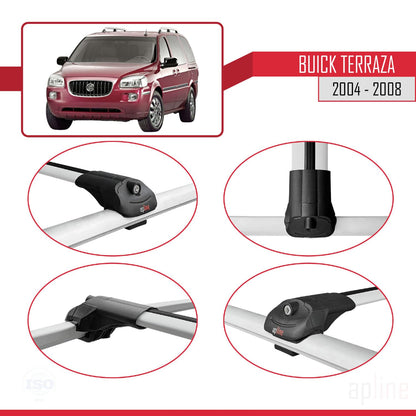 Compatible with Buick Terraza CXL 2004-2008 ACE-1 Car Roof Rack Cross Bar Grey Aluminium 3 Bars