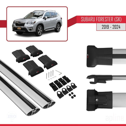 Compatible with Subaru Forester 5 (SK) 2019-2024 Fly Model Car Roof Rack Cross Bar Grey Aluminium 2 Bars