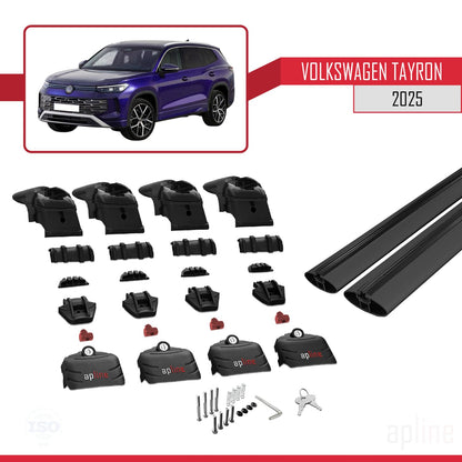 Compatible with Volkswagen Tayron 2025 ACE-2 Car Roof Rack Cross Bar Black Aluminium 2 Bars