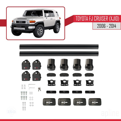 Compatible with Toyota FJ Cruiser (XJ10) 2006-2014 ACE-3 Car Roof Rack Cross Bar Black Aluminium 2 Bars