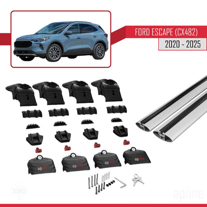 Compatible with Ford Escape 4 (CX482) 2020-2025 ACE-2 Car Roof Rack Cross Bar Grey Aluminium 2 Bars