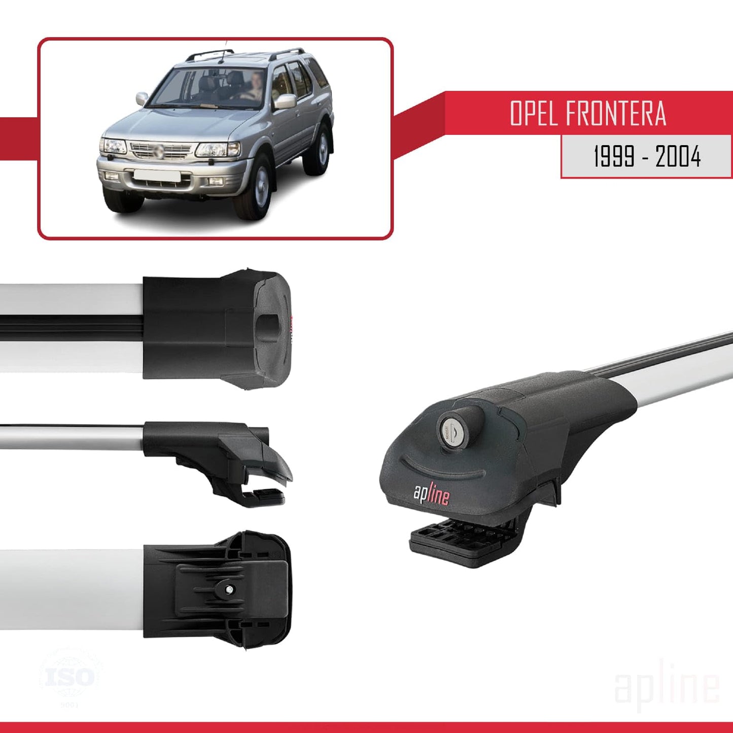 Compatible with Opel Frontera 2 1999-2004 ACE-1 Car Roof Rack Cross Bar Grey Aluminium 3 Bars