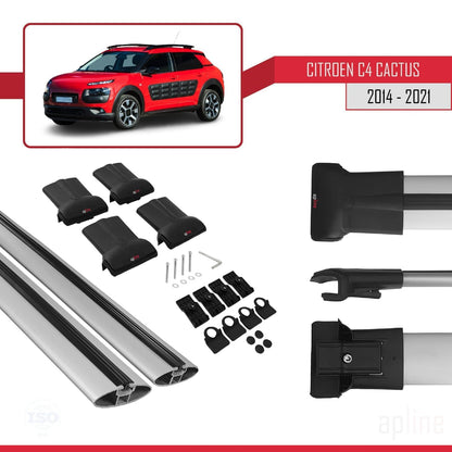 Compatible with Citroen C4 Cactus 2014-2021 Fly Model Car Roof Rack Cross Bar Grey Aluminium 2 Bars