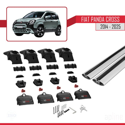 Compatible with Fiat Panda Cross 2014-2025 ACE-2 Car Roof Rack Cross Bar Grey Aluminium 2 Bars