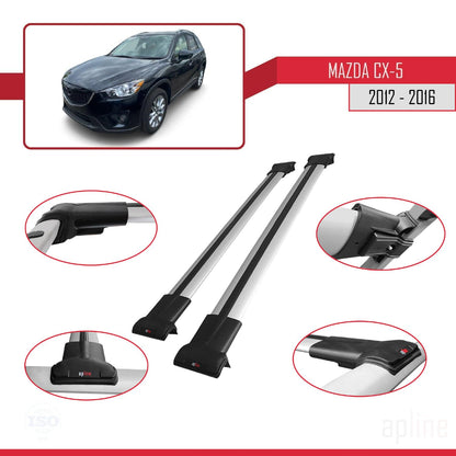 Compatible with Mazda CX-5 I (KE) 2012-2016 Fly Model Car Roof Rack Cross Bar Grey Aluminium 2 Bars
