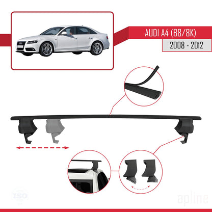 Compatible with Audi A4 (B8) Pre-Facelift 2008-2012 ACE-4 Car Roof Rack Cross Bar Black Aluminium 2 Bars