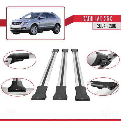 Compatible with Cadillac SRX 2004-2016 Fly Model Car Roof Rack Cross Bar Grey Aluminium 3 Bars