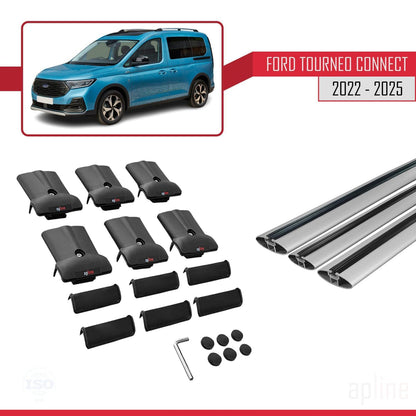 Compatible with Ford Transit/Tourneo Connect 3 2022-2025 Fly Model Car Roof Rack Cross Bar Grey Aluminium 3 Bars