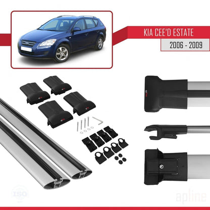 Compatible with Kia Ceed (ED) SW Pre-Facelift 2006-2009 Fly Model Car Roof Rack Cross Bar Grey Aluminium 2 Bars