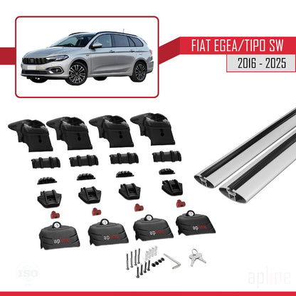 Compatible with Fiat Egea SW 2016-2025 ACE-2 Car Roof Rack Cross Bar Grey Aluminium 2 Bars
