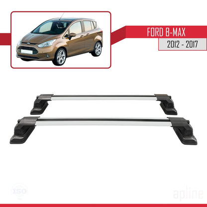 Compatible with Ford B-Max (B232) 2012-2017 ACE-3 Car Roof Rack Cross Bar Grey Aluminium 2 Bars