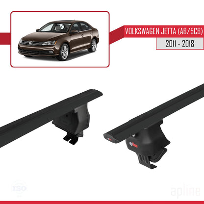 Compatible with Volkswagen Jetta 6 (5C6) 2011-2018 ACE-4 Car Roof Rack Cross Bar Black Aluminium 2 Bars
